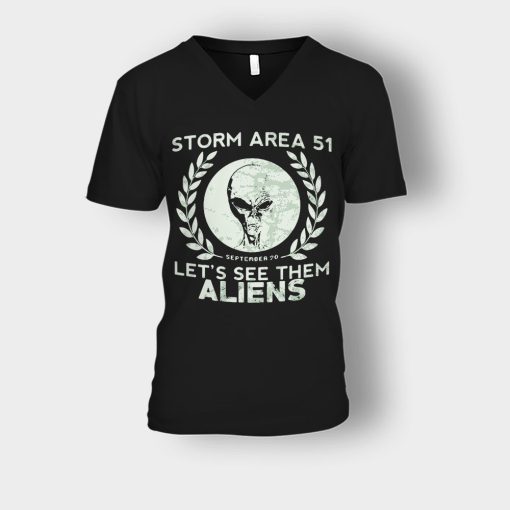 Storm-Area-51-September-20-Unisex-V-Neck-T-Shirt-Black