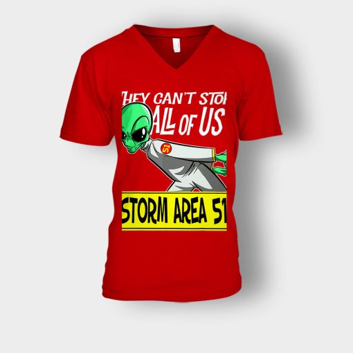Storm-Area-51-They-Cant-Stop-Unisex-V-Neck-T-Shirt-Red