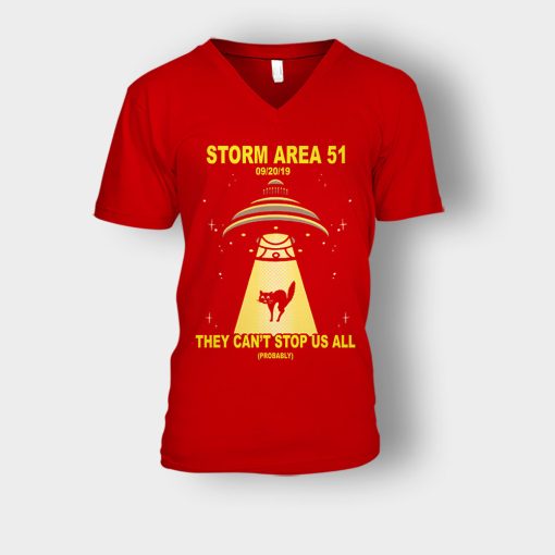 Storm-Area-51-they-cant-stop-us-09.20.2019-Unisex-V-Neck-T-Shirt-Red