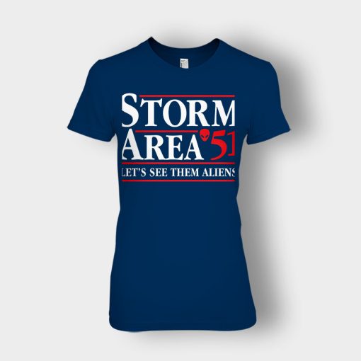 Storm-area-51-lets-see-them-aliens-Ladies-T-Shirt-Navy