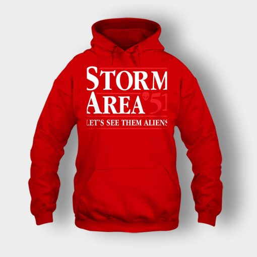 Storm-area-51-lets-see-them-aliens-Unisex-Hoodie-Red