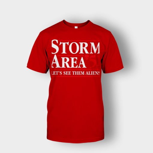 Storm-area-51-lets-see-them-aliens-Unisex-T-Shirt-Red
