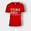 Storm-area-51-lets-see-them-aliens-Unisex-V-Neck-T-Shirt-Red