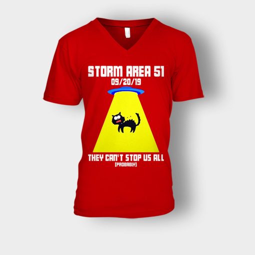 Storm-area-51-they-cant-stop-us-all-Unisex-V-Neck-T-Shirt-Red