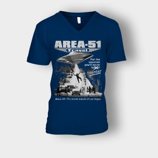 Storm-area-51-travel-for-the-vacation-youll-never-forget-remember-Unisex-V-Neck-T-Shirt-Navy