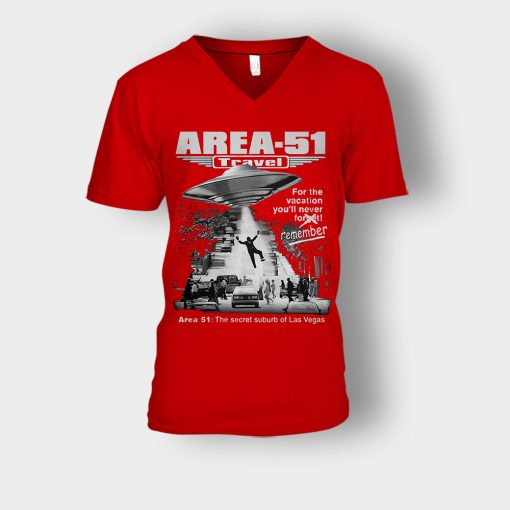 Storm-area-51-travel-for-the-vacation-youll-never-forget-remember-Unisex-V-Neck-T-Shirt-Red
