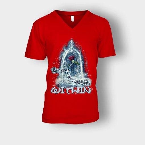 Tales-Disney-Beauty-And-The-Beast-Unisex-V-Neck-T-Shirt-Red