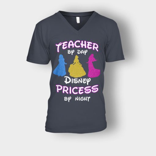 Teacher-By-Day-Magical-Princess-By-Night-Disney-Inspired-Unisex-V-Neck-T-Shirt-Dark-Heather