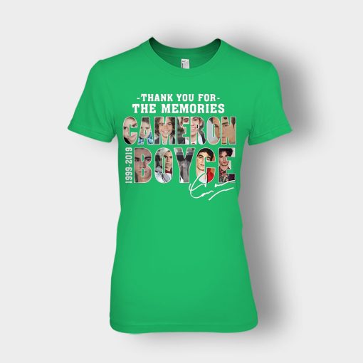 Thank-You-For-The-Memories-Cameron-Boyce-RIP-1999-2019-Signature-Ladies-T-Shirt-Irish-Green