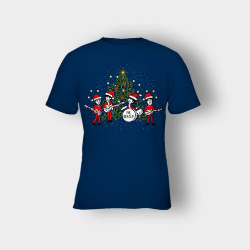 The-Beatles-Santa-Claus-Christmas-Kids-T-Shirt-Navy