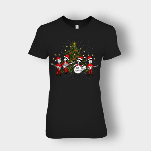 The-Beatles-Santa-Claus-Christmas-Ladies-T-Shirt-Black