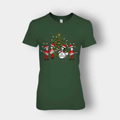 The-Beatles-Santa-Claus-Christmas-Ladies-T-Shirt-Forest