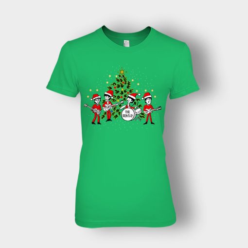 The-Beatles-Santa-Claus-Christmas-Ladies-T-Shirt-Irish-Green