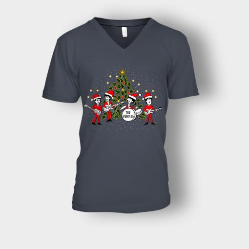 The-Beatles-Santa-Claus-Christmas-Unisex-V-Neck-T-Shirt-Dark-Heather