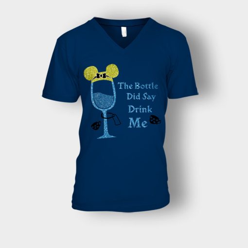 The-Bottle-Did-Say-Drink-Me-Disney-Alice-In-Wonderland-Unisex-V-Neck-T-Shirt-Navy