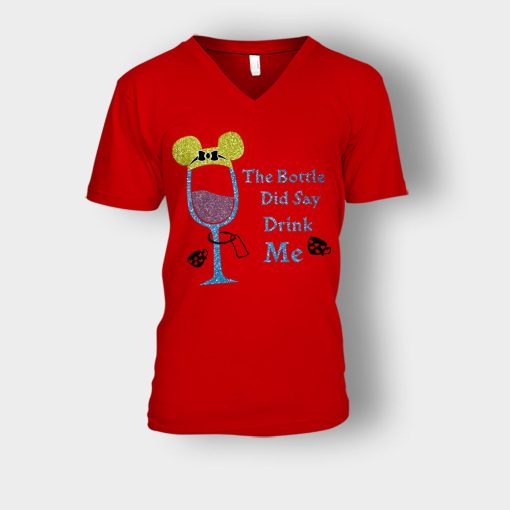 The-Bottle-Did-Say-Drink-Me-Disney-Alice-In-Wonderland-Unisex-V-Neck-T-Shirt-Red