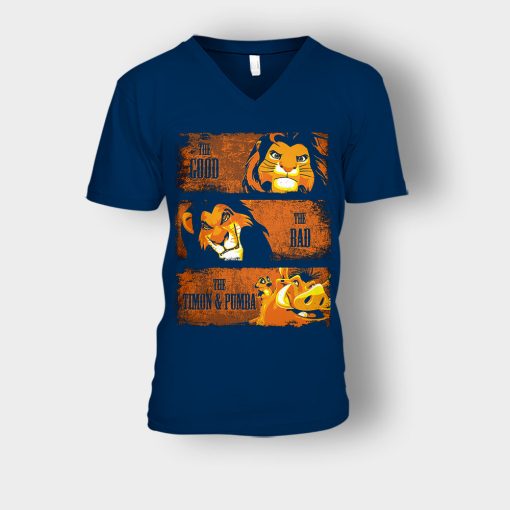 The-Good-The-Bad-And-Friends-The-Lion-King-Disney-Inspired-Unisex-V-Neck-T-Shirt-Navy