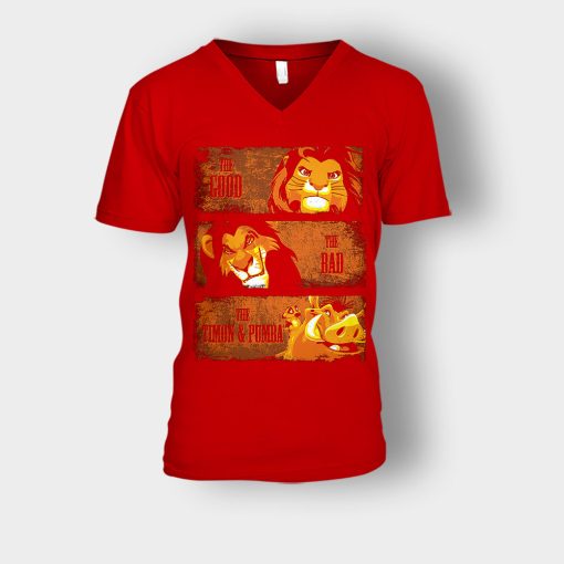 The-Good-The-Bad-And-Friends-The-Lion-King-Disney-Inspired-Unisex-V-Neck-T-Shirt-Red