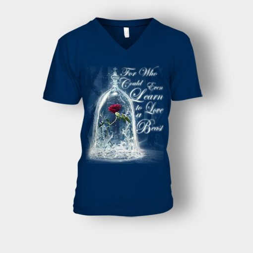 The-Rose-Disney-Beauty-And-The-Beast-Unisex-V-Neck-T-Shirt-Navy