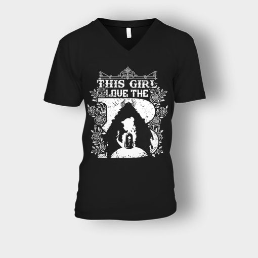 This-Girl-Love-The-Beast-Disney-Beauty-And-The-Beast-Unisex-V-Neck-T-Shirt-Black