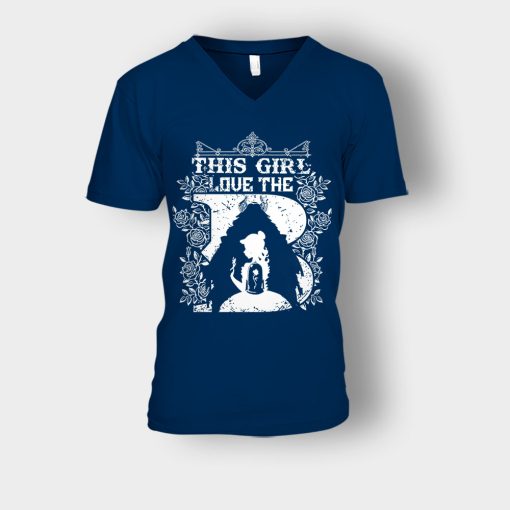 This-Girl-Love-The-Beast-Disney-Beauty-And-The-Beast-Unisex-V-Neck-T-Shirt-Navy