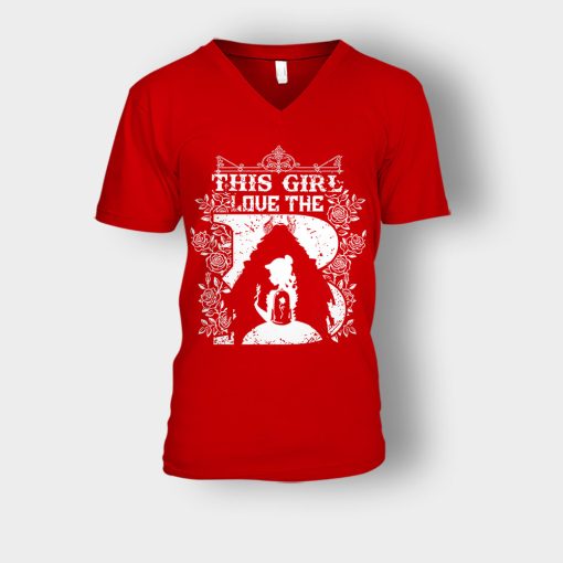 This-Girl-Love-The-Beast-Disney-Beauty-And-The-Beast-Unisex-V-Neck-T-Shirt-Red