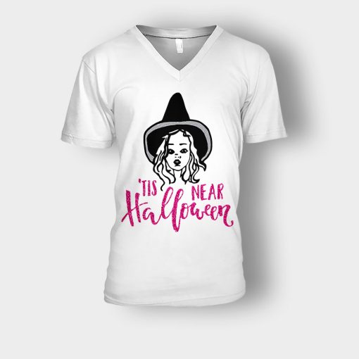 Tis-Near-Halloween-Dani-Dennison-Disney-Hocus-Pocus-Unisex-V-Neck-T-Shirt-White