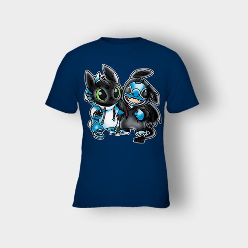 Toothless-And-Disney-Lilo-And-Stitch-Kids-T-Shirt-Navy