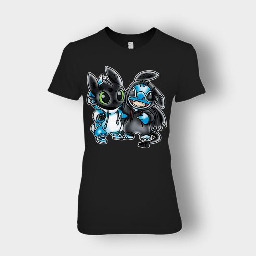 Toothless-And-Disney-Lilo-And-Stitch-Ladies-T-Shirt-Black