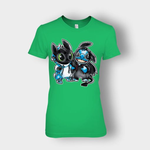 Toothless-And-Disney-Lilo-And-Stitch-Ladies-T-Shirt-Irish-Green