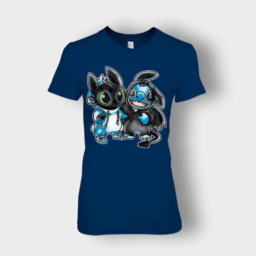 Toothless-And-Disney-Lilo-And-Stitch-Ladies-T-Shirt-Navy