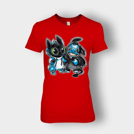 Toothless-And-Disney-Lilo-And-Stitch-Ladies-T-Shirt-Red