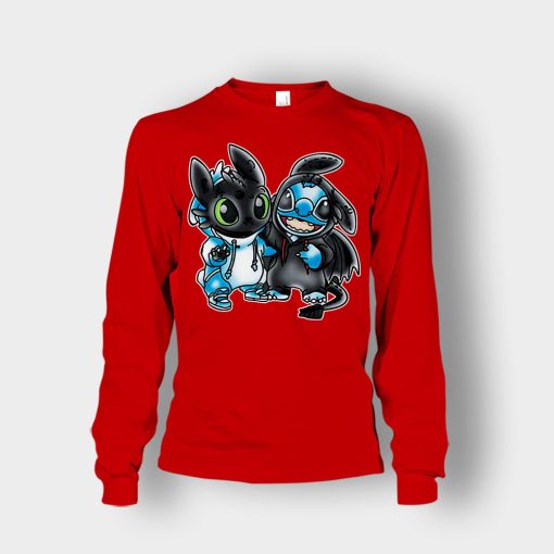 Toothless-And-Disney-Lilo-And-Stitch-Unisex-Long-Sleeve-Red