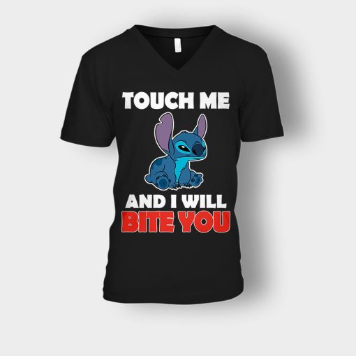 Touch-Me-And-I-Will-Bite-You-Disney-Lilo-And-Stitch-Unisex-V-Neck-T-Shirt-Black