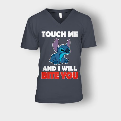 Touch-Me-And-I-Will-Bite-You-Disney-Lilo-And-Stitch-Unisex-V-Neck-T-Shirt-Dark-Heather