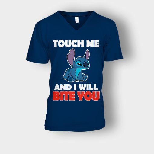 Touch-Me-And-I-Will-Bite-You-Disney-Lilo-And-Stitch-Unisex-V-Neck-T-Shirt-Navy