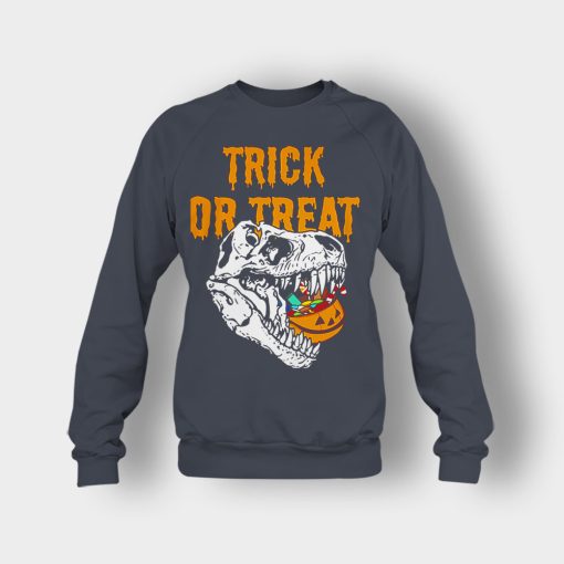 Trick-Or-Treat-Dionosaur-Halloween-Crewneck-Sweatshirt-Dark-Heather