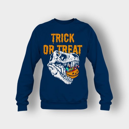 Trick-Or-Treat-Dionosaur-Halloween-Crewneck-Sweatshirt-Navy