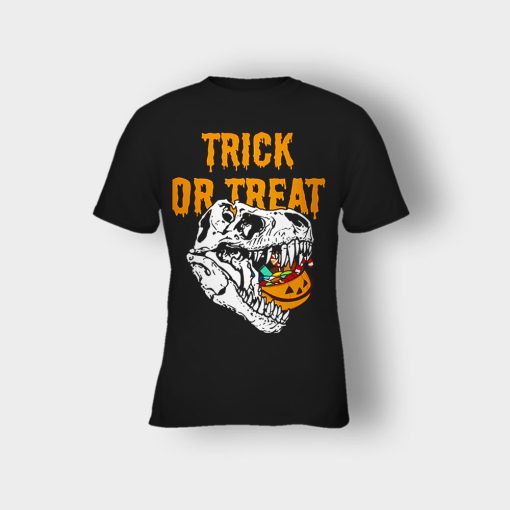 Trick-Or-Treat-Dionosaur-Halloween-Kids-T-Shirt-Black