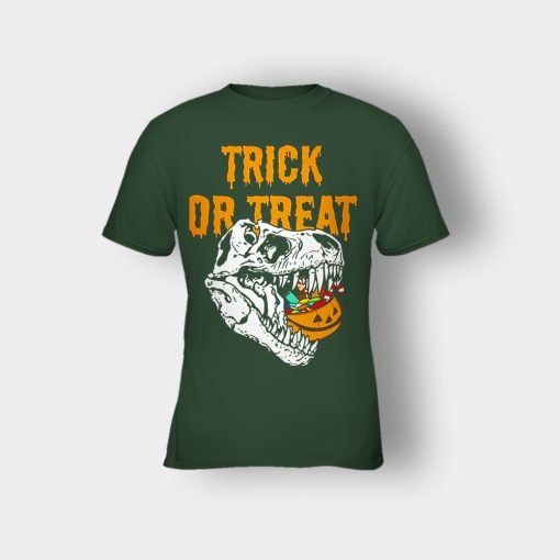 Trick-Or-Treat-Dionosaur-Halloween-Kids-T-Shirt-Forest