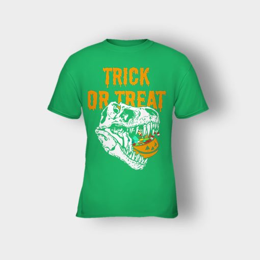 Trick-Or-Treat-Dionosaur-Halloween-Kids-T-Shirt-Irish-Green