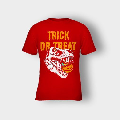 Trick-Or-Treat-Dionosaur-Halloween-Kids-T-Shirt-Red