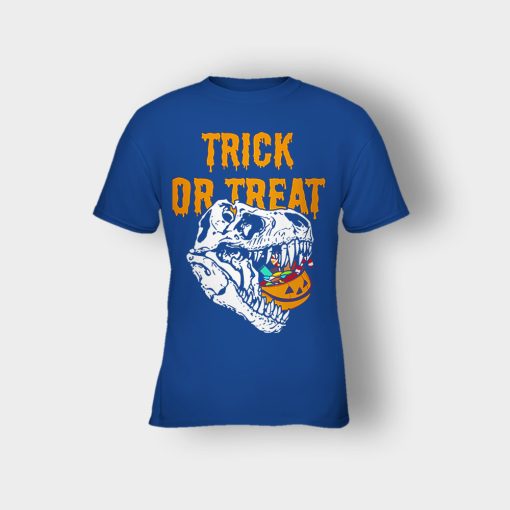 Trick-Or-Treat-Dionosaur-Halloween-Kids-T-Shirt-Royal