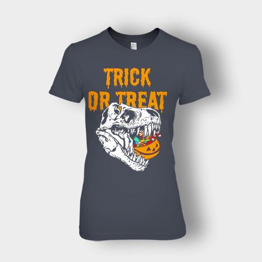 Trick-Or-Treat-Dionosaur-Halloween-Ladies-T-Shirt-Dark-Heather