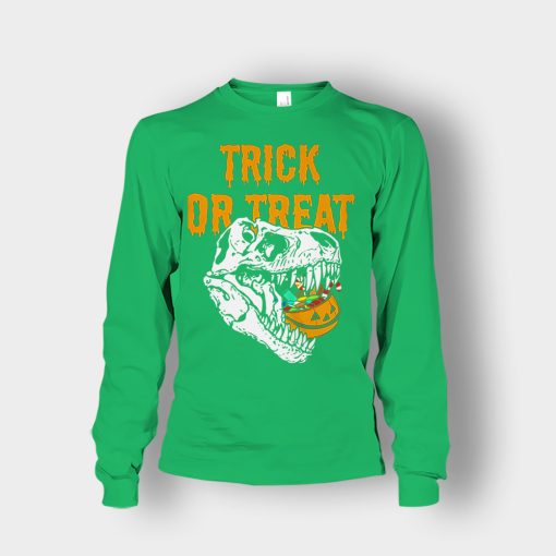 Trick-Or-Treat-Dionosaur-Halloween-Unisex-Long-Sleeve-Irish-Green