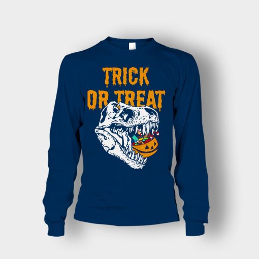 Trick-Or-Treat-Dionosaur-Halloween-Unisex-Long-Sleeve-Navy