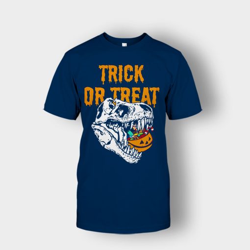 Trick-Or-Treat-Dionosaur-Halloween-Unisex-T-Shirt-Navy