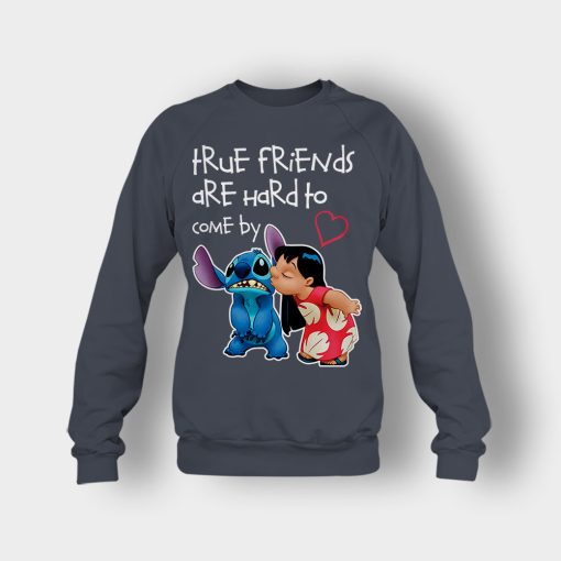 True-Friends-Are-Hard-To-Come-By-Disney-Lilo-And-Stitch-Crewneck-Sweatshirt-Dark-Heather