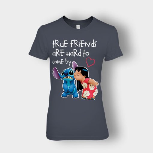 True-Friends-Are-Hard-To-Come-By-Disney-Lilo-And-Stitch-Ladies-T-Shirt-Dark-Heather