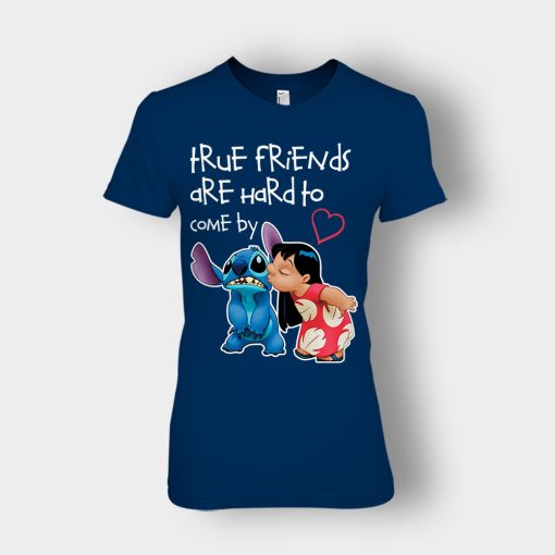 True-Friends-Are-Hard-To-Come-By-Disney-Lilo-And-Stitch-Ladies-T-Shirt-Navy